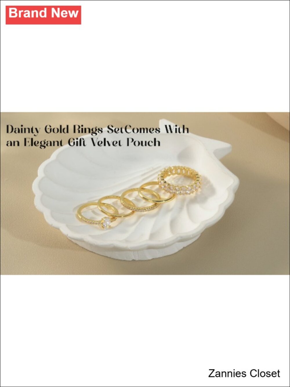 💍 14K Gold Plated Stackable Rings Cubic Zirconia Set - Picture 6 of 6